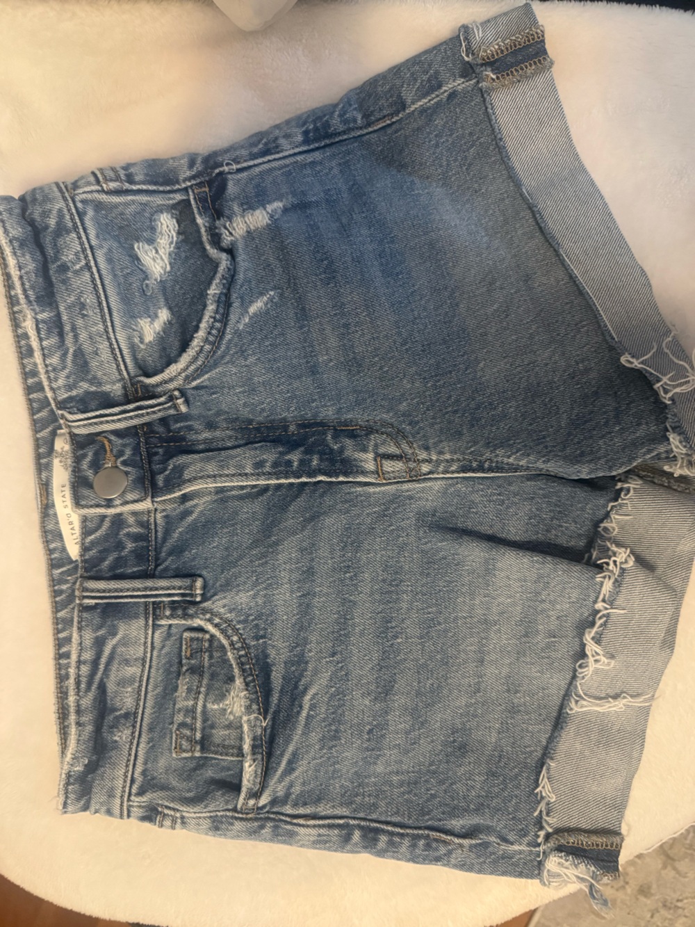 Altar'd State Light Blue Distressed Denim Shorts